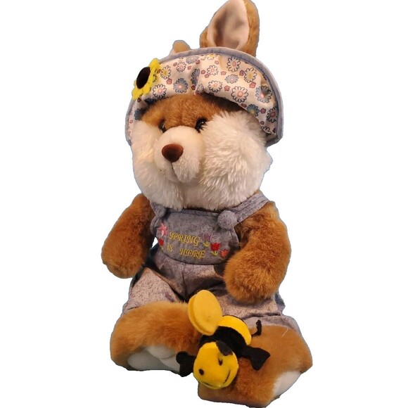 Vintage GOFFA 15" Sitting Bunny Rabbit & Honey Bee Embroidered Plush Stuffed - Picture 2 of 16